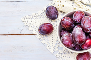Fresh organic ripe plums