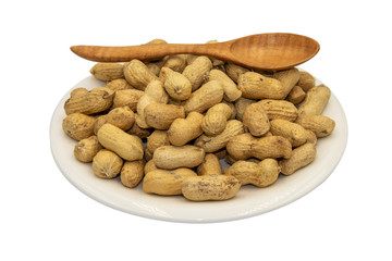 peanuts roasted on white isolated background