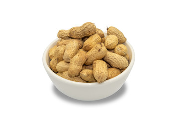peanuts roasted on white isolated background