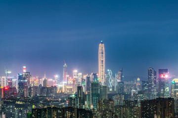 Fototapeta na wymiar Night scene of Futian District, Shenzhen, Guangdong, China