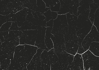 Distress old cracked concrete texture, vector illustration. Black and white grunge background. Stone, asphalt, plaster, marble.