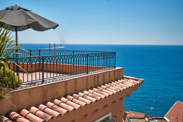 chairs and umbrella on tropical beach