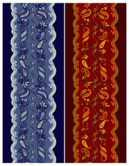 Seamless vintage borders. Traditional East style, ornamental floral elements. Ornamental floral elements for design card, invitation, brochure, book, magazine.