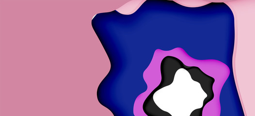 Abstract geometric pattern. 3d paper layers cut out colorful wave background. Origami cut out abstract waves for web background