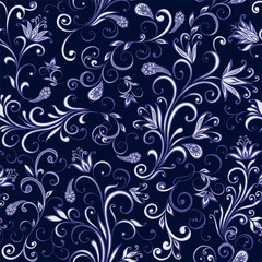 Abstract vintage pattern with decorative flowers, leaves and Paisley pattern in Oriental style.
