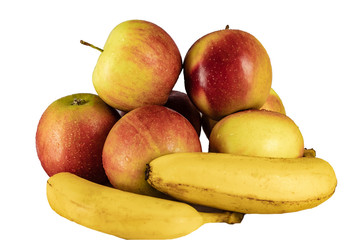 Naklejka na ściany i meble Isolate apples and bananas