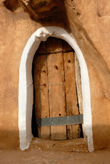 Tunisian Granery. Old ruins of a building, Ksar Ouled Debbab, Tataouine, Tunisia. Starwars film shooting place