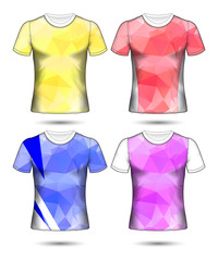  t-shirt templates abstract geometric collection of different colors polygonal mosaic