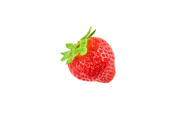 Strawberry berry isolated on white background. The view from the top.