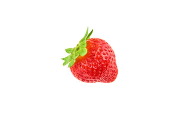 Strawberry berry isolated on white background. The view from the top.