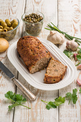meatloaf with potatoes and parsley