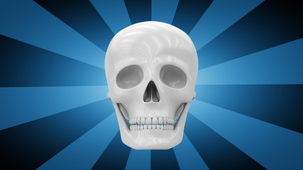 Skull in blue background. 