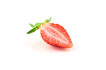 Strawberry slice Isolated on a white background. Organic food.