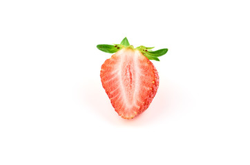 Strawberry slice Isolated on a white background. Organic food.
