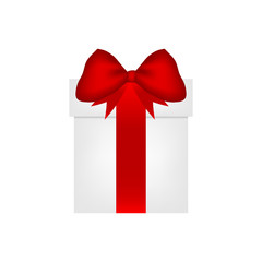 Gift in a box with  red bow