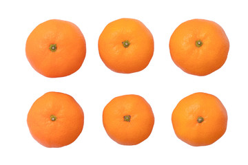 set of mandarin or tangerine isolated on white background, clipping path, full depth of field