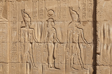 Fototapeta na wymiar Scene from Edfu Temple in Edfu, Egypt