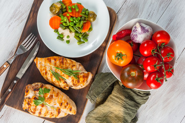 Chicken fillet and boiled vegetables