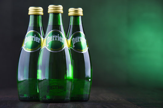 Bottles of Perrier mineral water