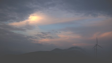 sunset in mountains