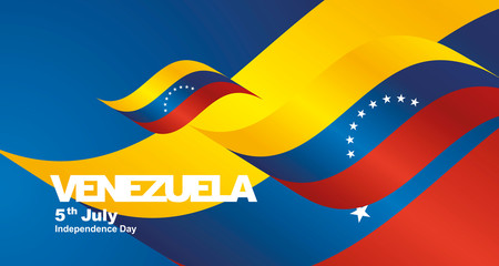 Venezuela Independence Day flag ribbon landscape background