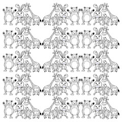 Pattern of cartoon illustration with cute animals.