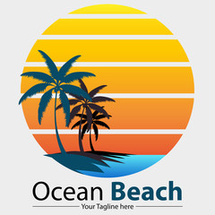 Vector abstract, Ocean Beach logo or symbol.