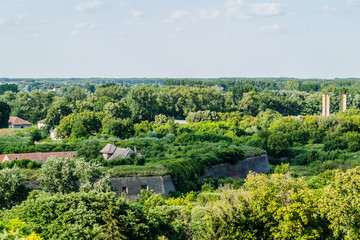 Fototapeta na wymiar Petrovaradin, Serbia - July 17. 2019: Petrovaradin fortress, lancscape