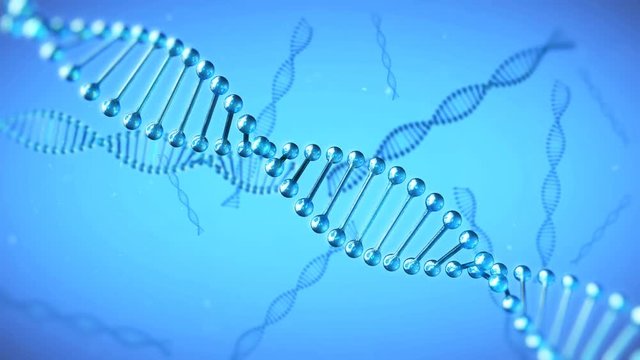 Spinning DNA molecules motion background. Genetic research, medical laboratory.Molecular diagnostics concepts