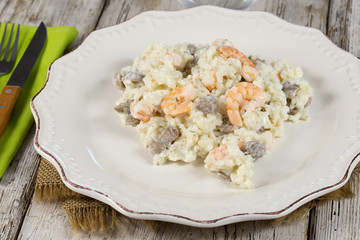 risotto aux crevettes et champignons