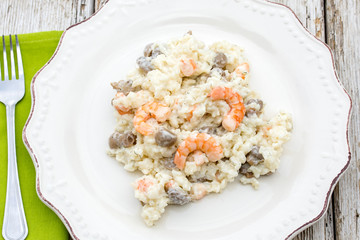 risotto aux crevettes et champignons