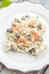 risotto aux crevettes et champignons
