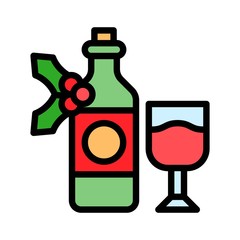 Wine vector, Chirstmas menu filled style editable outline icon