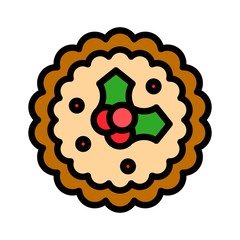 Pie vector, Chirstmas menu filled style editable outline icon