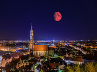 lunar eclipse in Landshut city of Germiny