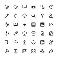 Interface Icon Set Outline 32 px