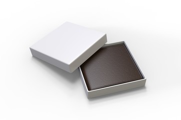 Blank Bi fold Flip Style Leather Wallet Packaging Box For Branding. 3d render illustration.