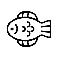 Fish vector, Chirstmas menu line style icon, editable outline