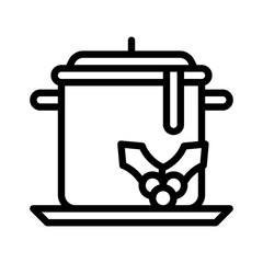 Stew pot vector, Chirstmas menu line style icon, editable outline