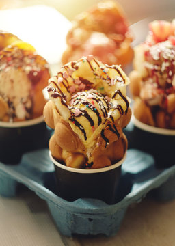 Four Hong Kong Waffles In Cups Food Delivery