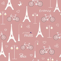 Fototapeta premium Seamless pattern with hand drawn french design elements