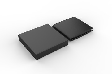 Blank Bi fold Flip Style Leather Wallet Packaging Box For Branding. 3d render illustration.