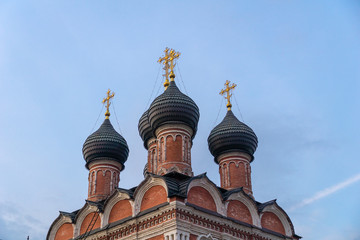 Fototapeta na wymiar Landscape of Red brick orthodox church