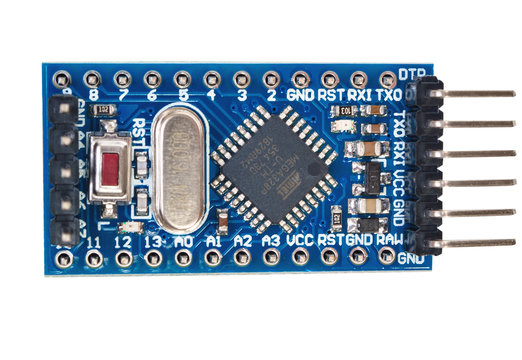 arduino pro-mini microcontroller for researches and DIY devices development isolated on white background