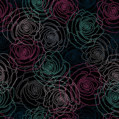 Seamless pattern of multi-colored roses.