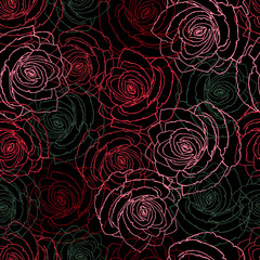 Seamless pattern of multi-colored roses.