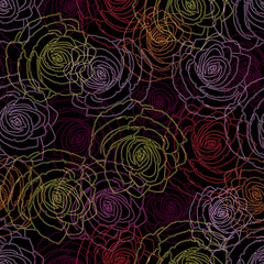 Seamless pattern of multi-colored roses.