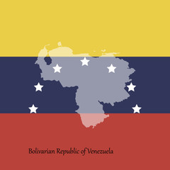 Venezuela map with seven stars on national colors background