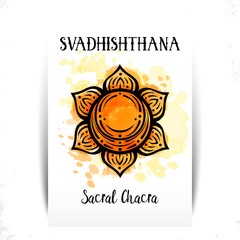Second chakra illustration vector of Svadhishthana.The second chakra. Esoteric symbol of the center of sexual energy.