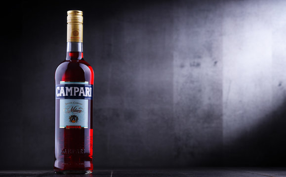 Bottle of Campari, an alcoholic liqueur from Italy